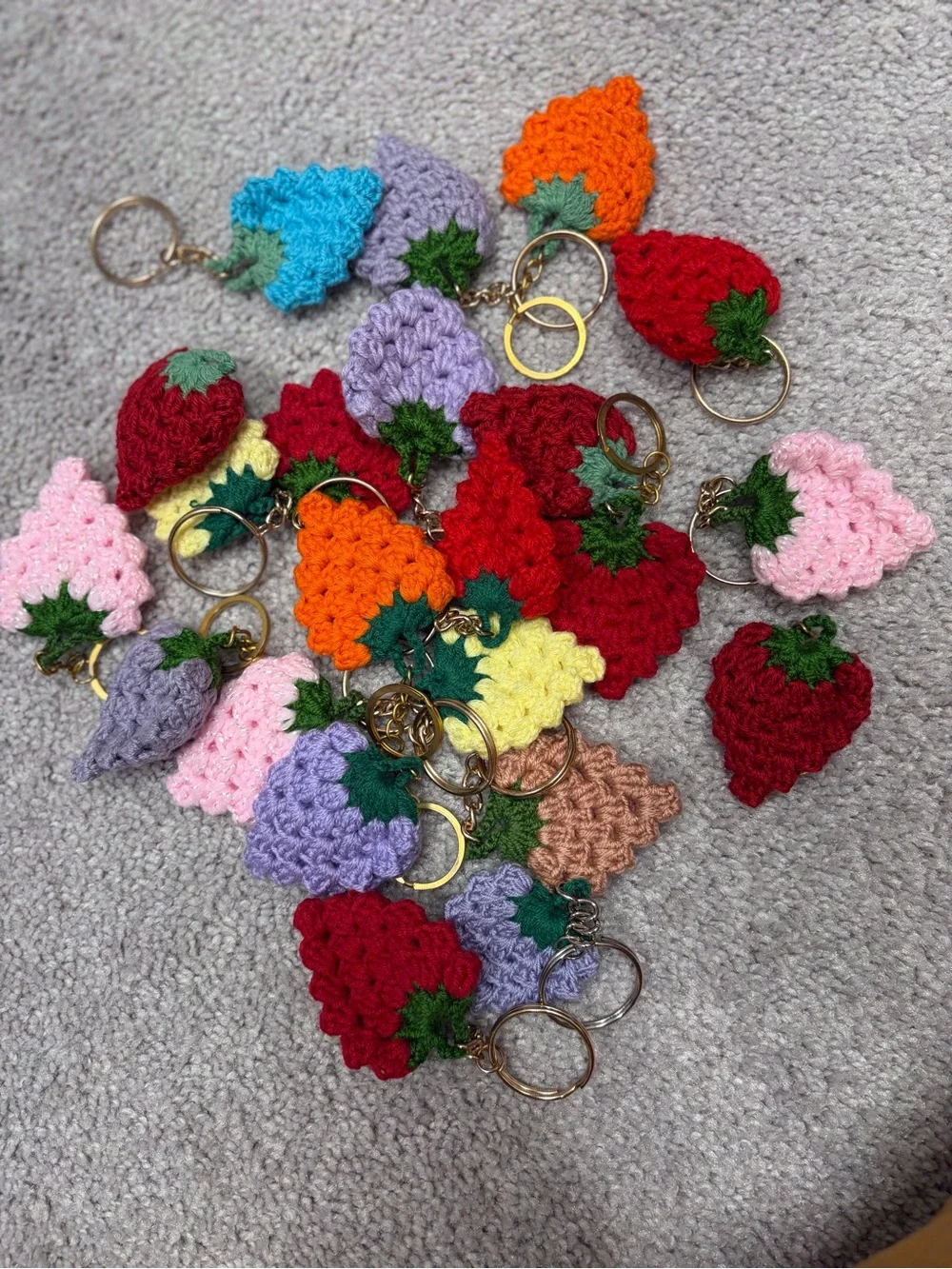 Handmade Crochet Strawberry Keychains - Multi Color made by my mode.